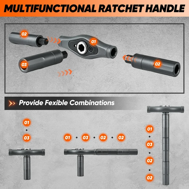 Alt view image 6 of 7 - 42-in-1 Magnetic Ratchet Screwdriver Set With T-Handle Grey | Multi Bit Screwdriver Set,Magnetic T-Handle,with Storage Case Repair Tool Kit For Bicycles,Furniture,DIY And Gifting