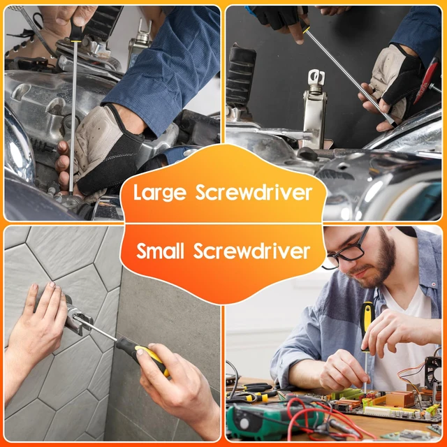 Alt view image 2 of 7 - 9pcs Magnetic Screwdrivers Set, Including 12in Phillips and Slotted | with Non-Slip Cushioned Handle Grip