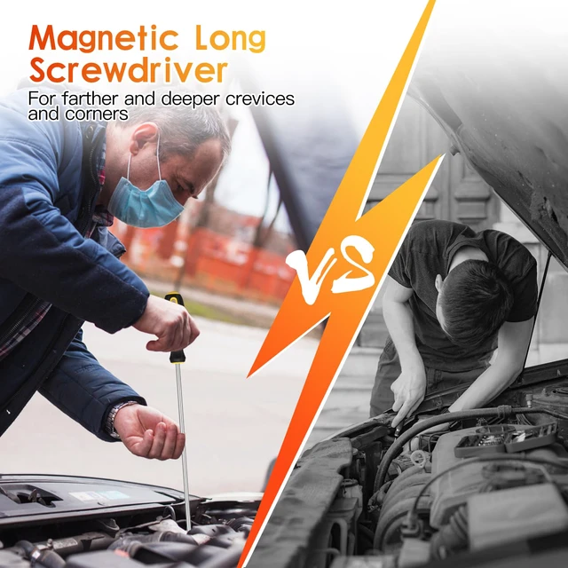 Alt view image 3 of 7 - 9pcs Magnetic Screwdrivers Set, Including 12in Phillips and Slotted | with Non-Slip Cushioned Handle Grip