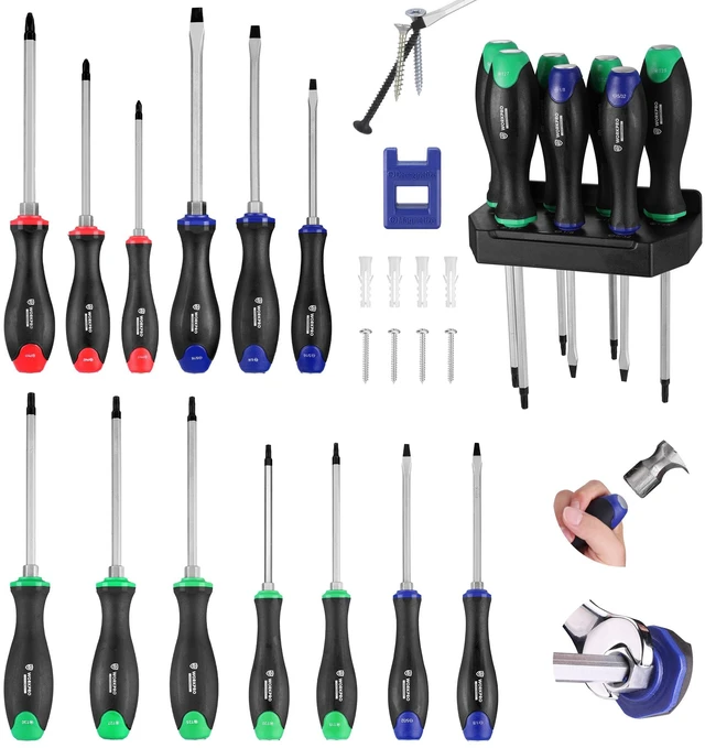 Main image of 24PCS Magnetic Screwdriver Set, Go-Thru Screwdriver with Organizer | Ergonomic Grip & Wall StorageMagnetic Tips for Easy Use;Chrome-Plated Steel Construction;Heavy-Duty Use