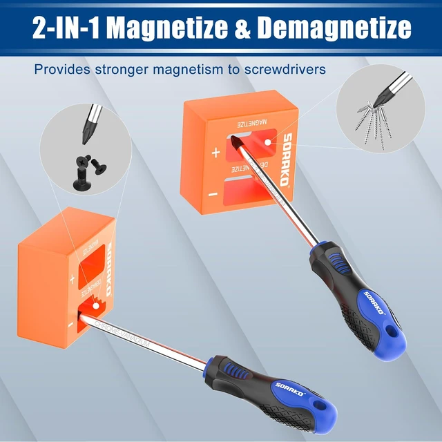 Alt view image 3 of 7 - 12 Piece Magnetic Screwdriver Set 5 Phillips and 5 Flat 1 Magnetising Tool 1 Storage Bag Professional Cushion Grip Hand Tools Set for Fastening and Loosening Seized