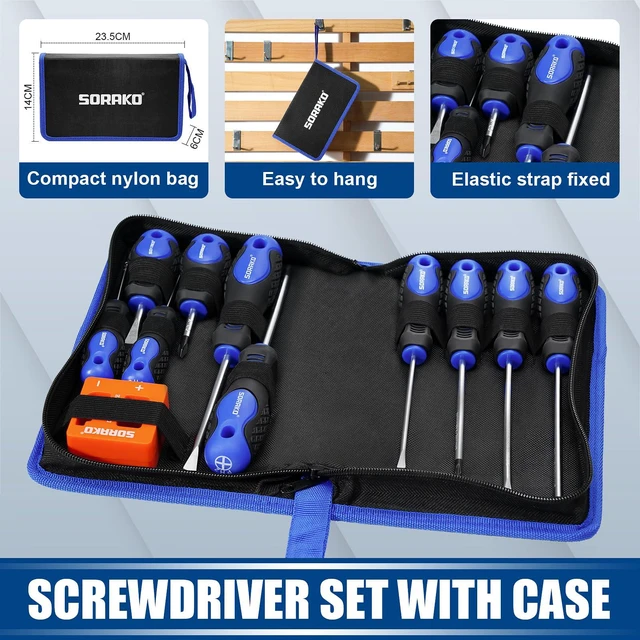 Alt view image 5 of 7 - 12 Piece Magnetic Screwdriver Set 5 Phillips and 5 Flat 1 Magnetising Tool 1 Storage Bag Professional Cushion Grip Hand Tools Set for Fastening and Loosening Seized