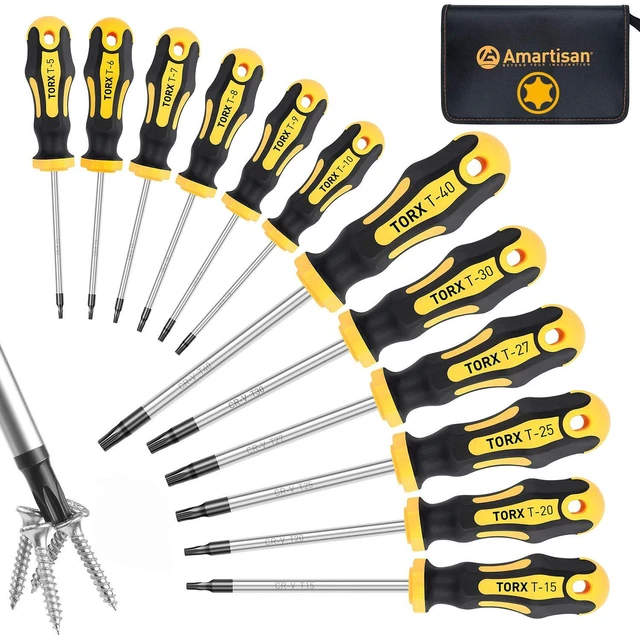 Main image of 12-Piece Magnetic Torx Screwdrivers Set, Magnetic Torx Driver Star Screwdrivers Set T5 - T40 Best Choice