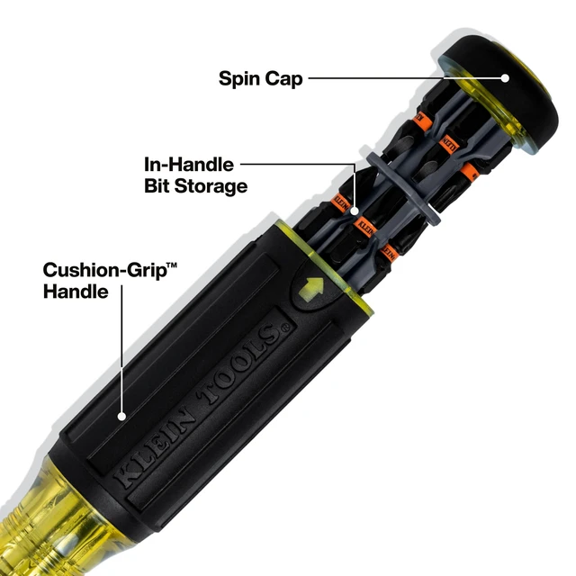 Alt view image 6 of 7 - 32303 Multi-Bit Screwdriver/Nut Driver, Impact Rated 14-in-1 Magnetic Screwdriver Set Phillips, Slotted, Square, Combo, Torx