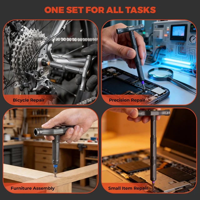 Alt view image 6 of 7 - 42 in 1 Magnetic Ratchet Screwdriver Set - Includes Allen Wrenches Sets, for Ring Doorbell/Camera Screwdriver,Home Repair,Electronic & DIY | S2 Alloy Steel with Storage Case.