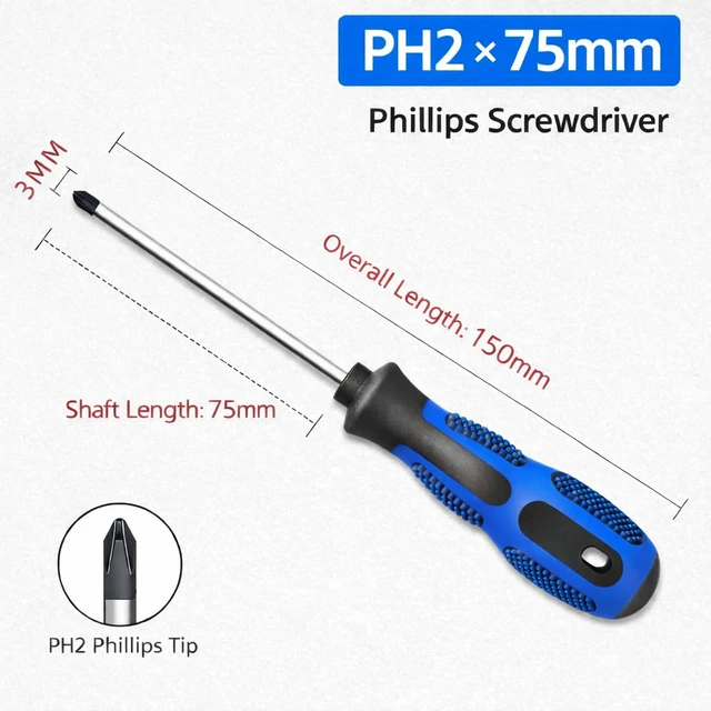 Alt view image 4 of 7 - 10-Piece Magnetic Screwdriver Set with Magnetizer/Demagnetizer, CR-V Steel, Phillips & Slotted, Hex Bolster Anti-Roll/Wrench Assist, Sizes Marked, EVA Zipper Pouch w/Securing Straps