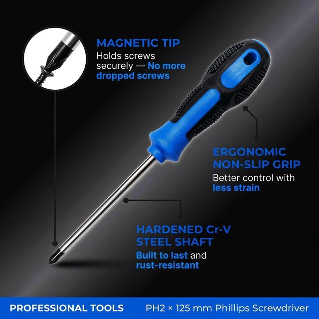 Alt view image 3 of 7 - 10-Piece Magnetic Screwdriver Set with Magnetizer/Demagnetizer, CR-V Steel, Phillips & Slotted, Hex Bolster Anti-Roll/Wrench Assist, Sizes Marked, EVA Zipper Pouch w/Securing Straps