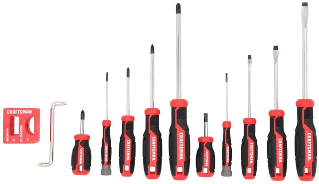 Main image of Screwdriver Set, 12 Pc, Includes Flat Head and Phillips Screwdrivers, Offset, Magnetizer/Demagnetizer (CMHT65130)