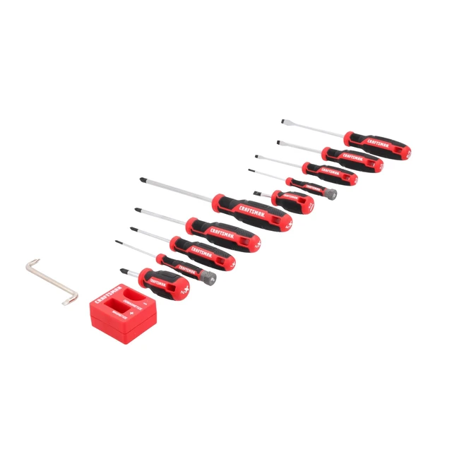 Alt view image 2 of 3 - Screwdriver Set, 12 Pc, Includes Flat Head and Phillips Screwdrivers, Offset, Magnetizer/Demagnetizer (CMHT65130)