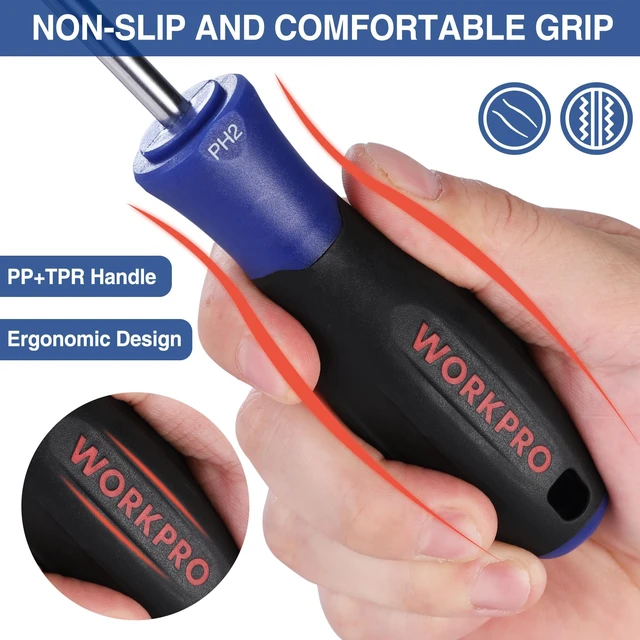 Alt view image 6 of 7 - 10-Piece Magnetic Screwdriver Set with Pouch, Blue | Phillips, Slotted Screwdriver Include Magnetizer, Screwdriver with Non-Slip Grip, for Home Repair and DIY Projects