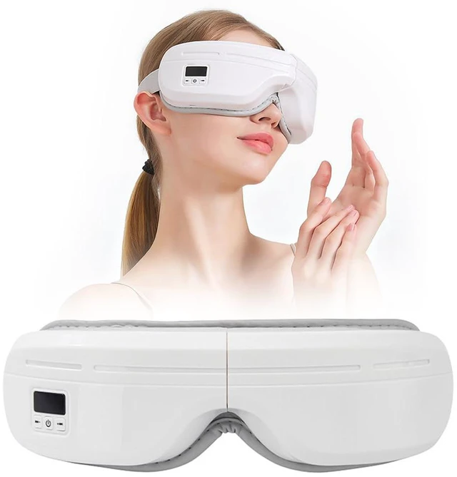 Main image of Eye Massager with Heat, Foldable Massaging Eye Mask with Five Massage Modes, Rechargeable Bluetooth Music Sleep Mask for Dry Eyes Relax, Reduce Strain, White