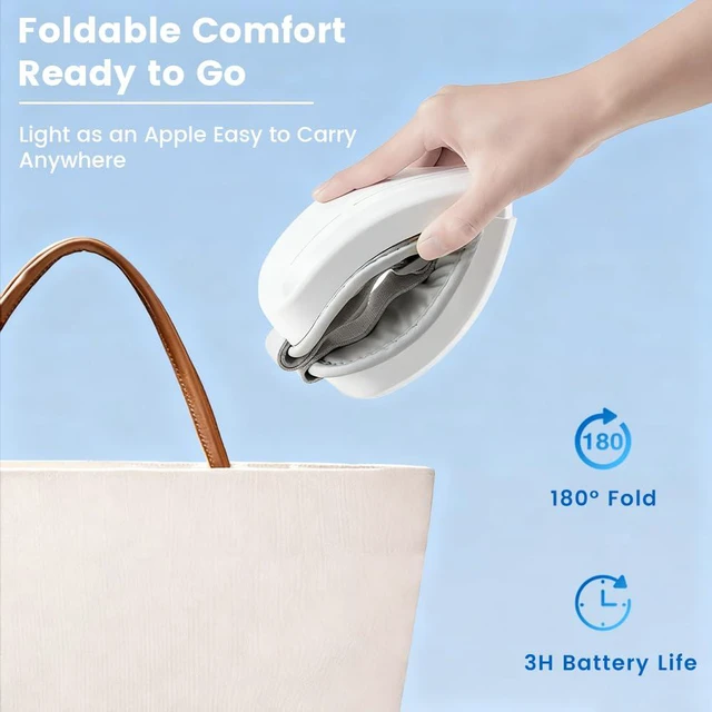 Alt view image 6 of 7 - Eye Massager with Heat, Foldable Massaging Eye Mask with Five Massage Modes, Rechargeable Bluetooth Music Sleep Mask for Dry Eyes Relax, Reduce Strain, White