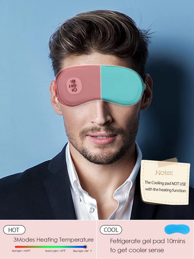 Alt view image 4 of 7 - Cordless Heated Eye Massager with Cooling Eye Pad, Vibrating Heating Sleeping Mask for Men Women Kids -USB Charing Heated Eye Mask Electric for Dry Eyes, Relax,Travel (Blue)
