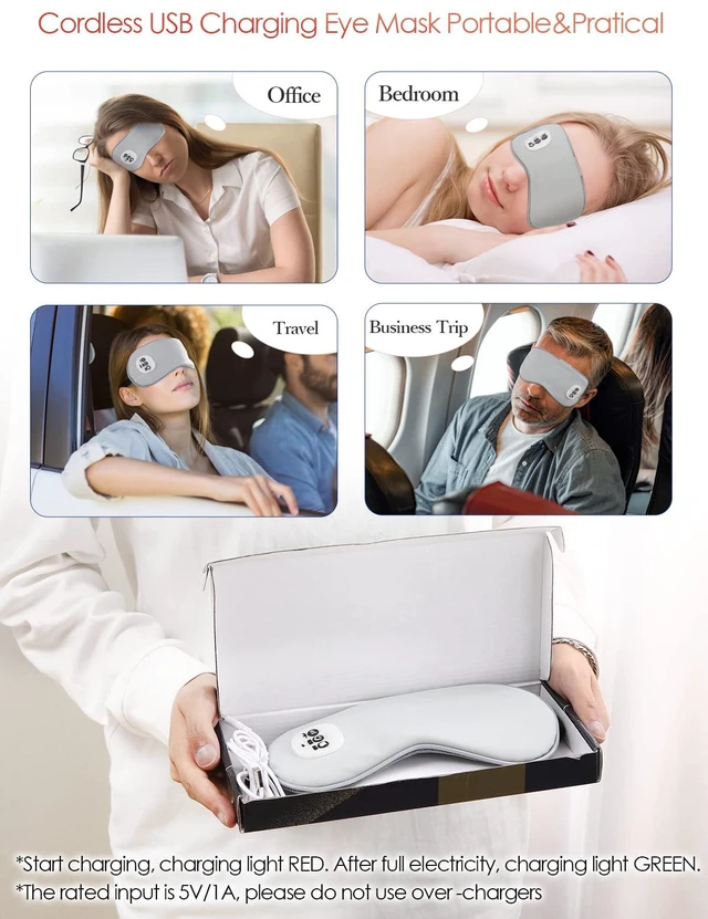 Alt view image 6 of 7 - Cordless Heated Eye Massager with Cooling Eye Pad, Vibrating Heating Sleeping Mask for Men Women Kids -USB Charing Heated Eye Mask Electric for Dry Eyes, Relax,Travel (Blue)