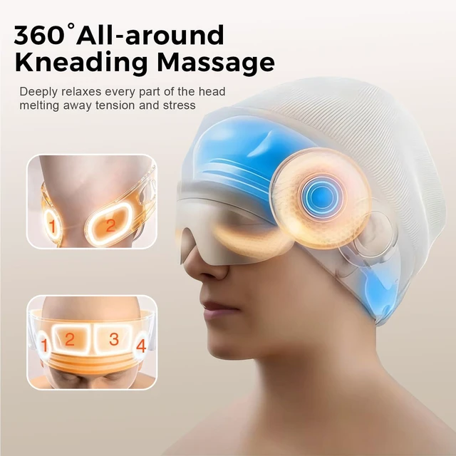 Alt view image 3 of 7 - FSA Eligible HSA Approved Head Massager for Headaches, Eye Massager with Heat, 2200 mAh Electric Rechargeable Head Tool for Stress Relief, Migraine Relief Massager for Forehead, 6 Zone Kneading