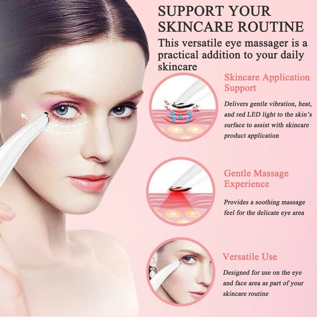 Alt view image 5 of 7 - Heated Eye Wand, 3-in-1 Vibrating Eye Lift Wand, White | 98°F-113°F Customizable Temperature Under Eye Massager Wand, LCD Display, For Tired Eyes and Puffiness