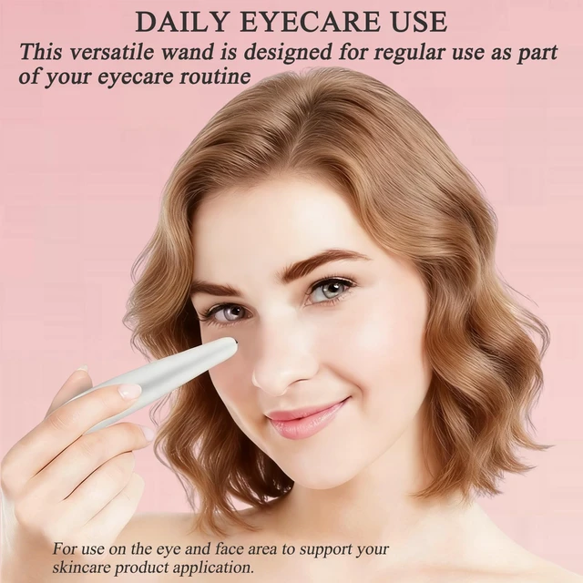 Alt view image 7 of 7 - Heated Eye Wand, 3-in-1 Vibrating Eye Lift Wand, White | 98°F-113°F Customizable Temperature Under Eye Massager Wand, LCD Display, For Tired Eyes and Puffiness