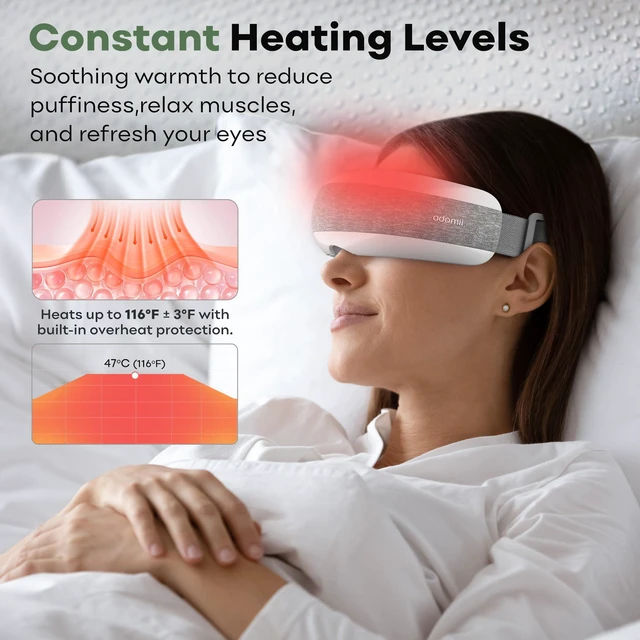 Alt view image 2 of 7 - Heated Eye Massager, Bluetooth, Migraine & Dry Eye Relief, Cordless | eye mask massager with heat, stream music wirelessly & for eye strain, headaches, dry eyes, sinus pressure & sleep