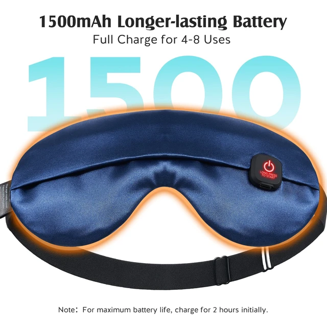 Alt view image 4 of 7 - Cordless Heated Eye Mask for Dry Eyes, Warm Eye Compress, Blue | 3 Heat Settings, Soothing Relief for Dry, Chalazion Blepharitis Stye Eye Treatment, MGD, Moist Heat, Washable Eye Cover