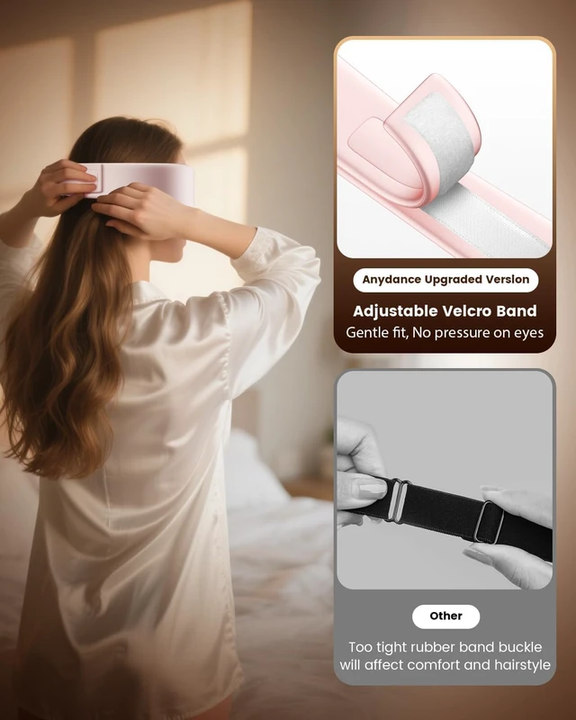 Alt view image 5 of 7 - Cordless Heated Eye Mask, 4 Temp Timed Shutdown for Dry Eyes & Sleep Relief | Washable & Removable for Cleaning, Travel Friendly Heating Pad, Pink
