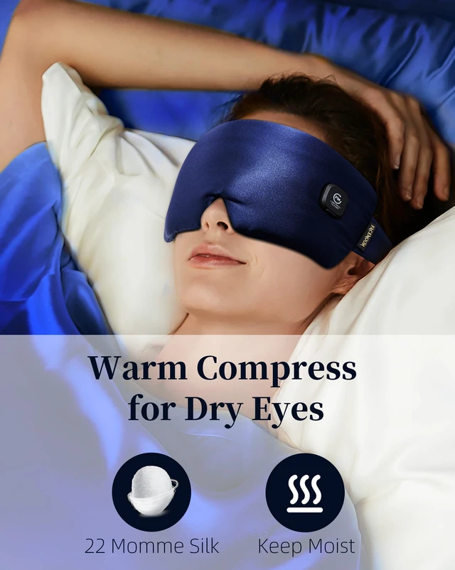 Alt view image 4 of 7 - Heated Eye Mask for Dry Eyes - Silk Cordless Warm Eye Compress Moist Heat | FSA Eligible, Eye Heating Pad for Stye Treatment, Tired Eyes, Sleep, Travel, Washable, Rechargeable, Blue
