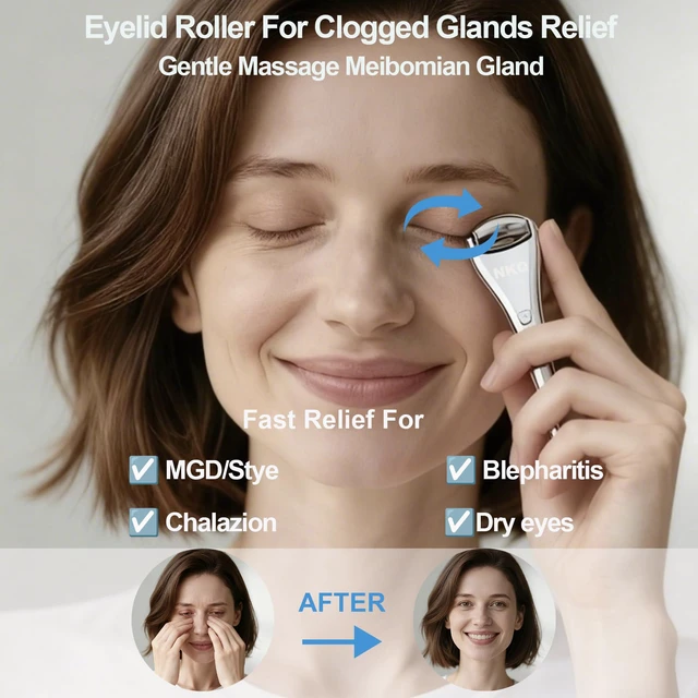 Alt view image 2 of 7 - Metal Eye Roller for Dry Eyes,Eyelid Roller for Chalazion,Stye,MGD Relief,Improves Meibum Flow and Unclogs Oil Glands,Gentle Meibomian Gland Expression for Blocked Eyelid Glands (small)