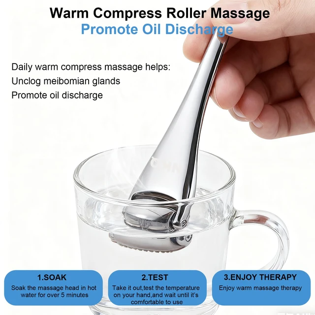 Alt view image 4 of 7 - Metal Eye Roller for Dry Eyes,Eyelid Roller for Chalazion,Stye,MGD Relief,Improves Meibum Flow and Unclogs Oil Glands,Gentle Meibomian Gland Expression for Blocked Eyelid Glands (small)