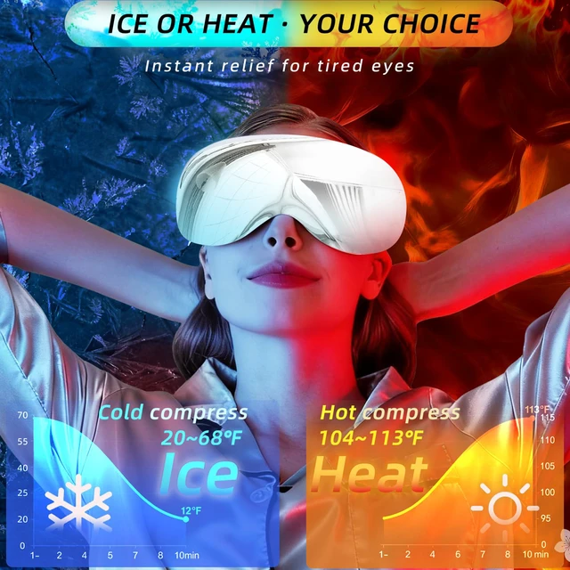 Alt view image 2 of 6 - Eye Massager with Heat and Cooling, Massaging Eye Mask, Cordless | Smart Eye Massager, Heated Eye Mask, for Eye Relaxation, Bluetooth Music, USB-C Rechargeable, Gifts for Women Men Mom Dad