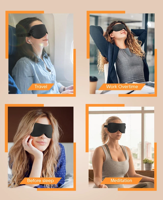 Alt view image 4 of 7 - Heated Eye Mask, Cordless Warm Eye Compress for Dry Eyes Blepharitis, Light Blocking Heat Eye Mask for Men Women, 1000mAh Rechargeable Battery and Washable Cover (Black)