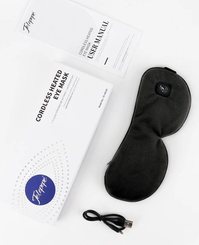 Alt view image 7 of 7 - Heated Eye Mask, Cordless Warm Eye Compress for Dry Eyes Blepharitis, Light Blocking Heat Eye Mask for Men Women, 1000mAh Rechargeable Battery and Washable Cover (Black)
