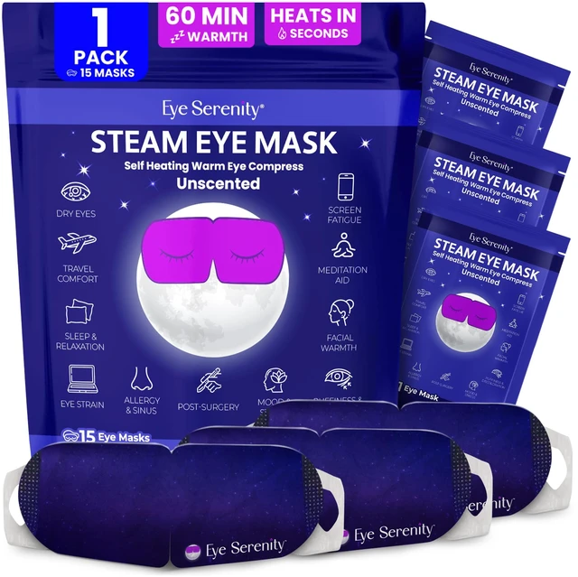 Main image of Eye Serenity Steam Eye Mask, Heated Eye Mask Fast Relief for Stye Unscented | Relaxation Gifts for Women and Men, Self Heating Warm Compress for Dry Eyes, Moist Heat for Puffy Sensitive Eyes, Travel