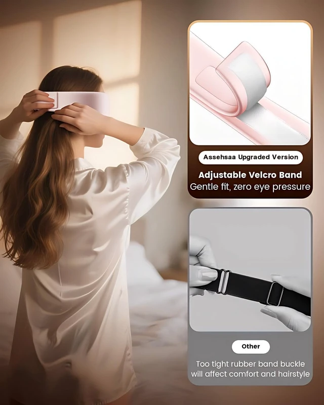 Alt view image 4 of 7 - Cordless Heated Eye Mask, 4 Temp Timed Shutdown for Dry Eyes & Sleep Relief | Washable & Removable for Cleaning, Travel Friendly Heating Pad, Pink