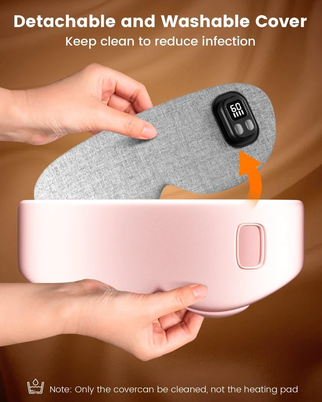 Alt view image 6 of 7 - Cordless Heated Eye Mask, 4 Temp Timed Shutdown for Dry Eyes & Sleep Relief | Washable & Removable for Cleaning, Travel Friendly Heating Pad, Pink