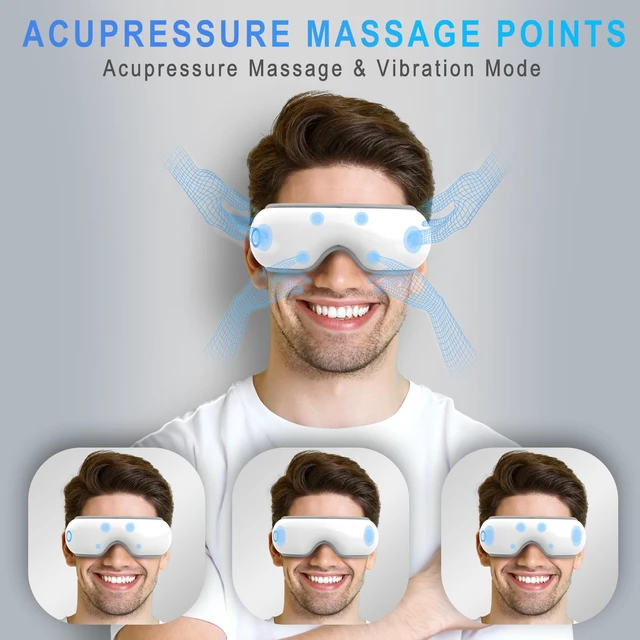 Alt view image 3 of 6 - Eye Massager with Heat & Bluetooth Music - Rechargeable Eye Mask for Migraine Relief & Sleep Improvement,Includes EVA Travel Case, Gift for Mom/Dad (Mother's Day/Birthday)