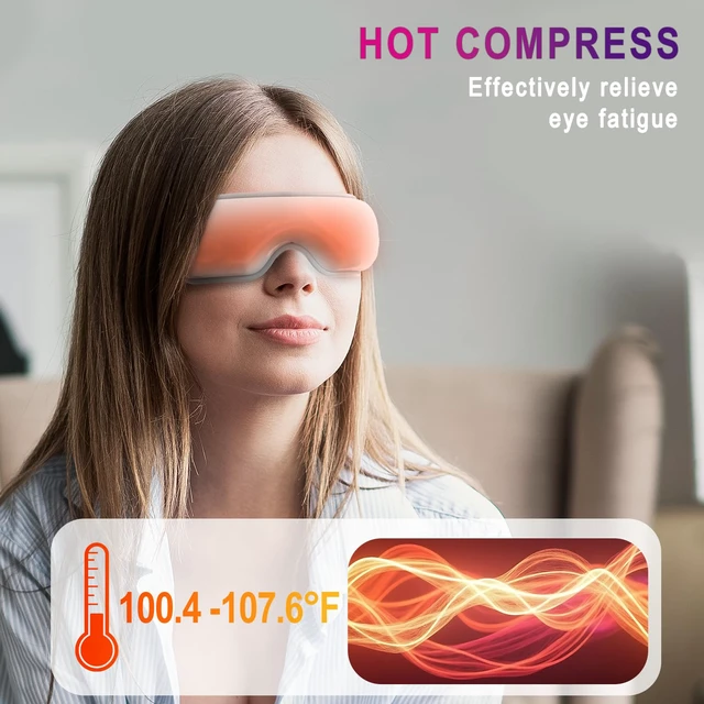 Alt view image 4 of 6 - Eye Massager with Heat & Bluetooth Music - Rechargeable Eye Mask for Migraine Relief & Sleep Improvement,Includes EVA Travel Case, Gift for Mom/Dad (Mother's Day/Birthday)