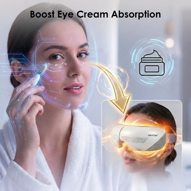 Alt view image 5 of 7 - Eye Massager with Heat for Migraines Relief Heated Eye Mask for Dry Eyes, Eye Strain Relief, Birthday/Mothers Day Gifts for Women Mom(White)