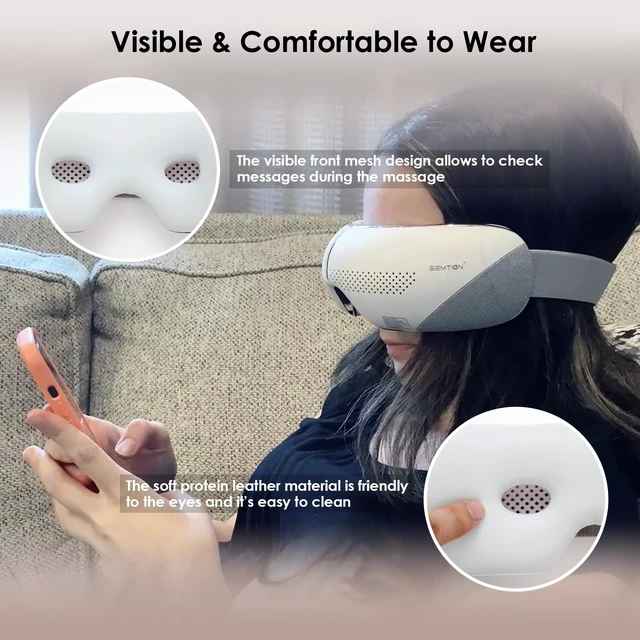 Alt view image 6 of 7 - Eye Massager with Heat for Migraines Relief Heated Eye Mask for Dry Eyes, Eye Strain Relief, Birthday/Mothers Day Gifts for Women Mom(White)