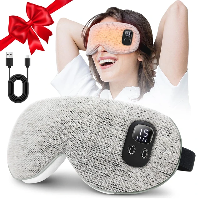 Main image of Heated Eye Mask, Cordless Rechargeable Eye Compress | Eye Relief, Improved Sleep, Washable Eye Mask, 4 Heat Levels, 4-Level Timing - Gray
