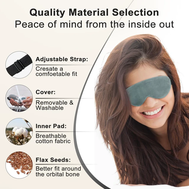 Alt view image 5 of 6 - Heated Eye Mask, Washable USB Electric Moist Heat Warm Compress for Eyes, Eye mask with Flaxseed for Dry Eyes, Blepharitis, Chalazion, MGD, Stye Eye Treatment