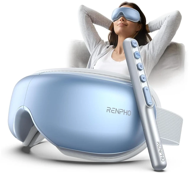 Main image of Eyeris 1 Eye Massager with Heat, Sleep Mask with Remote Control | Vibration & Compression for Eye Strain and Head Tension, Bluetooth Music, FSA Eligible HSA, Blue