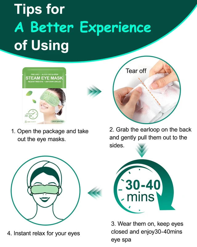 Alt view image 7 of 7 - 16 Packs Steam Eye Masks for Dry Eyes, Self Heating Warm Compress Unscented | Spa Relaxation Set for Women, Disposable Heated Eye Mask, Soothes & Rejuvenates Tired Eyes, Travel Essentials