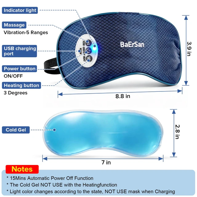 Alt view image 4 of 7 - Eye Massager with Heat & Vibration, Reusable Gel Strip | 3 heat & 5 vibration modes for relaxation. Reduces puffiness & dark circles. Adjustable strap, portable for travel.
