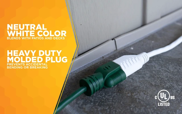 Alt view image 4 of 7 - Southwire Outdoor Extension Cord - Light Duty Landscape & Patio Power Cable for Outdoor Use - Weather Resistant Vinyl Jacket - Neutral White Finish - 16/3 Gauge - 20-Foot