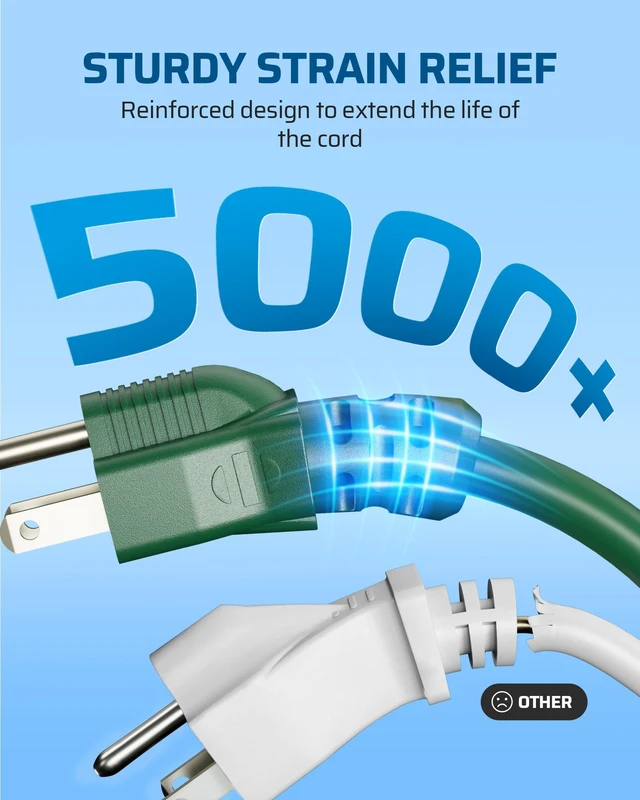Alt view image 3 of 7 - 2 Pack 15FT Green Outdoor Extension Cord 16/3 SJTW, ETL Listed | Sunproof & Rainproof, Weatherproof Power Cable for Outdoor String Lights, Landscaping Lights, Yard Lighting