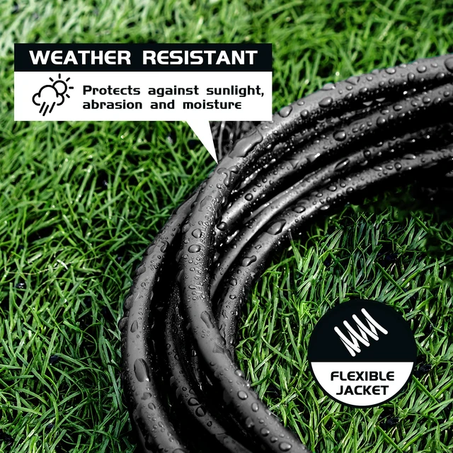Alt view image 3 of 6 - 10 Ft Black Outdoor Extension Cord, 16 Gauge Heavy Duty Power Cord | 16/3 SJTW Cable, 3 Prong Grounded Plug, Durable Outdoor Jacket, Ideal for Holiday Lights, Garage and Garden