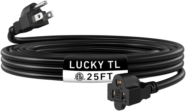 Main image of Indoor Outdoor Extension Cord, 16/3 Black 25FT | Waterproof Flexible Case, Made in Pure Copper, 13A 1625W 16AWG SJTW, 3 Prong Heavy Duty Wire, ETL
