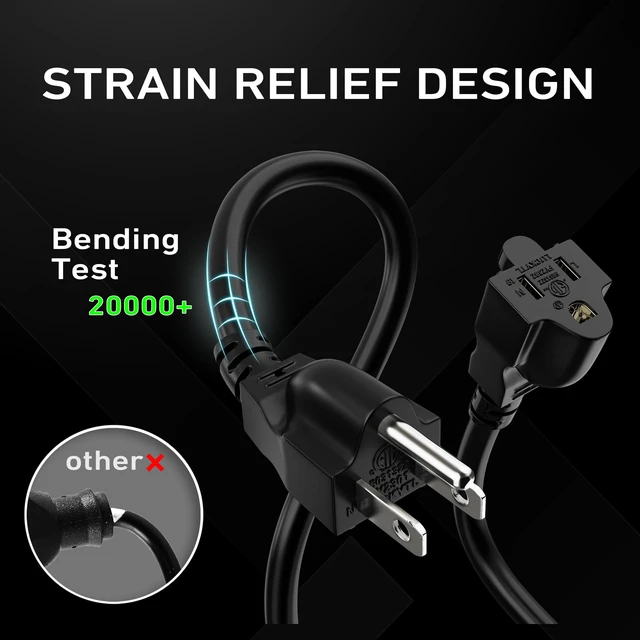 Alt view image 2 of 7 - Indoor Outdoor Extension Cord, 16/3 Black 25FT | Waterproof Flexible Case, Made in Pure Copper, 13A 1625W 16AWG SJTW, 3 Prong Heavy Duty Wire, ETL