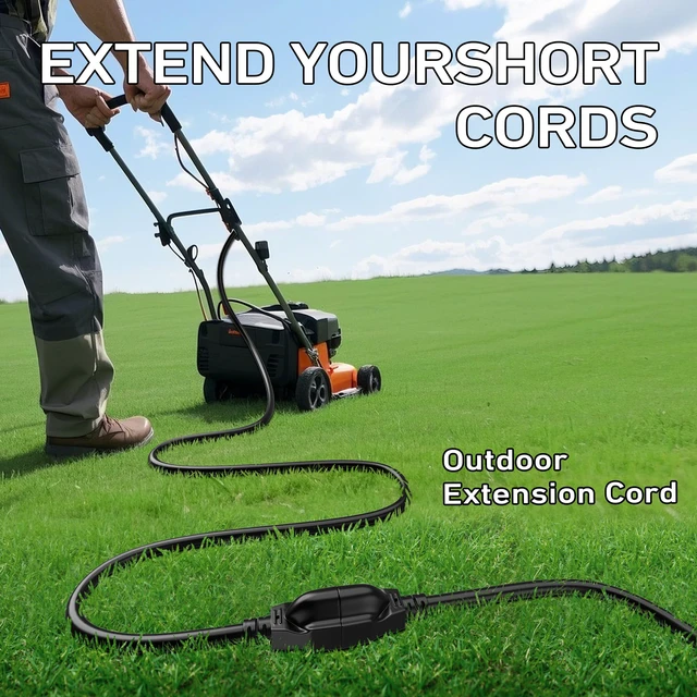 Alt view image 7 of 7 - Indoor Outdoor Extension Cord, 16/3 Black 25FT | Waterproof Flexible Case, Made in Pure Copper, 13A 1625W 16AWG SJTW, 3 Prong Heavy Duty Wire, ETL