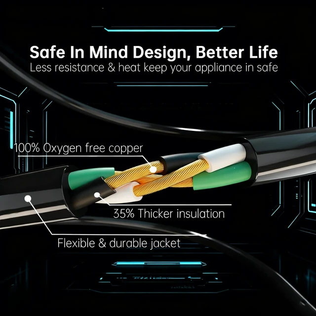 Alt view image 5 of 7 - Outdoor Power Extension Cord,25 Ft,IPX6 Waterproof, Cold Weather & Fireproof, Heavy Duty 3 Prong Cable,18AWG 125V 10A,FCC/ETL Certified for Outdoor/Indoor Use