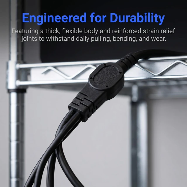 Alt view image 5 of 6 - 3 Prong Power Cord Splitter,4 Outlets Short Split Extension Cord 20inch | 1625W Y Style 4 Way Power Cable Outlet Extender Plug Splitter ETL Listed NEMA 5-15P to 4x NEMA 5-15R for Indoor or Outdoor